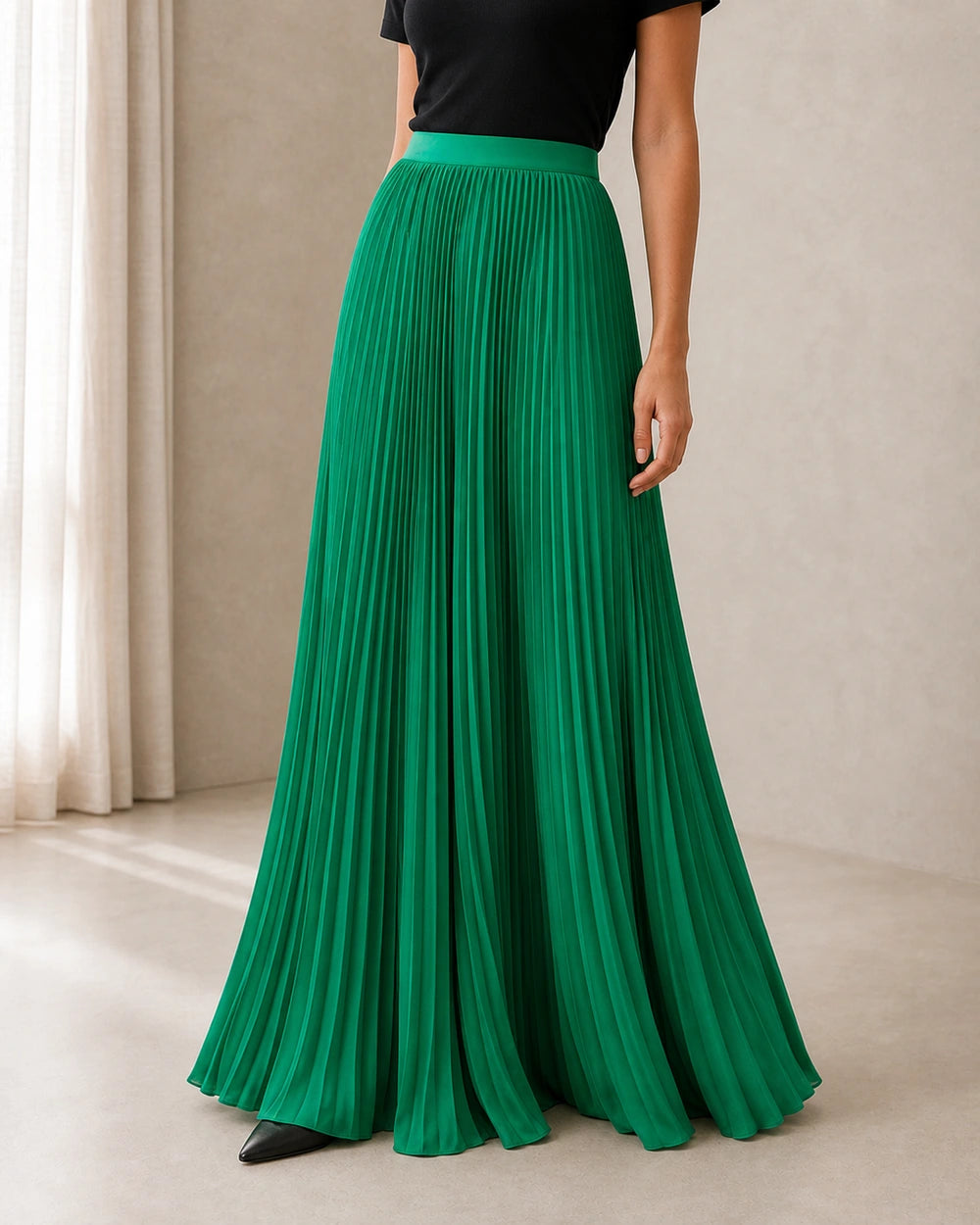 Falda maxi plisada y fluida de mujer — image 9