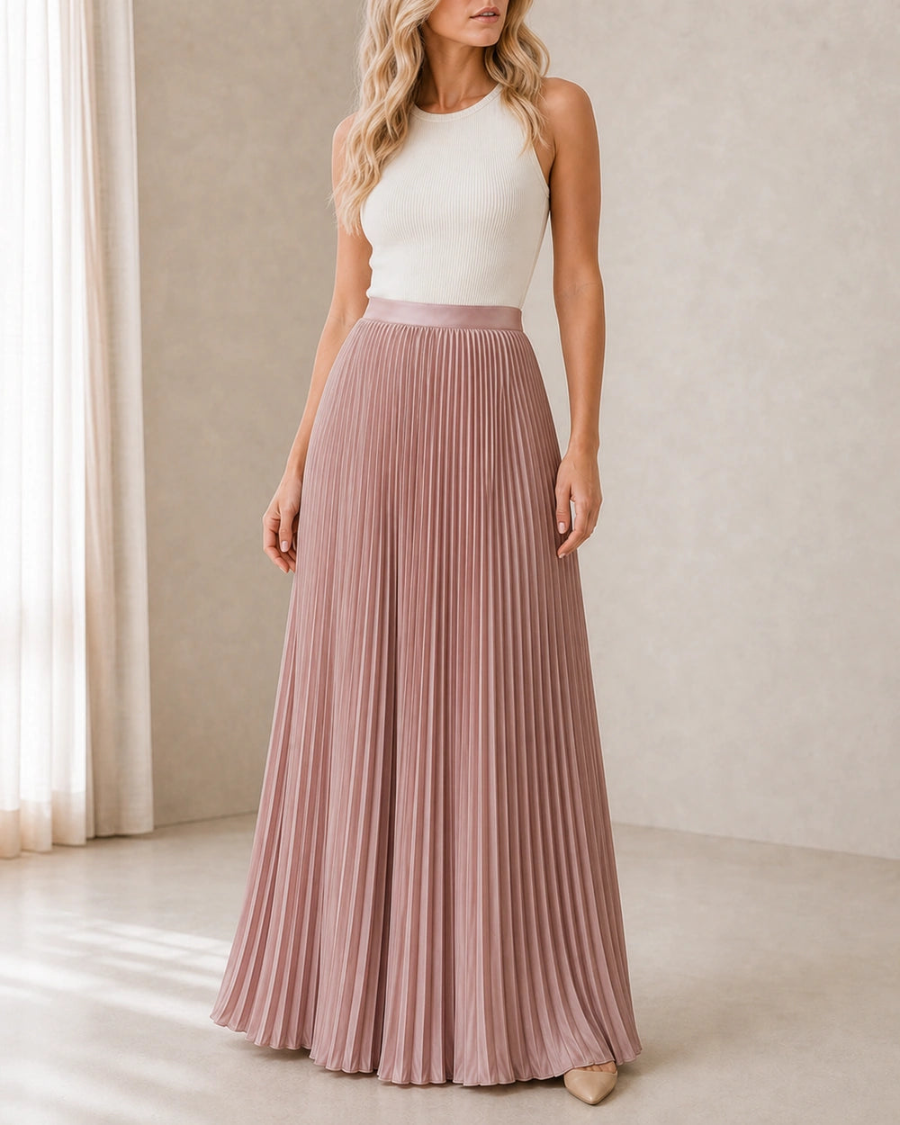Falda maxi plisada y fluida de mujer — image 4