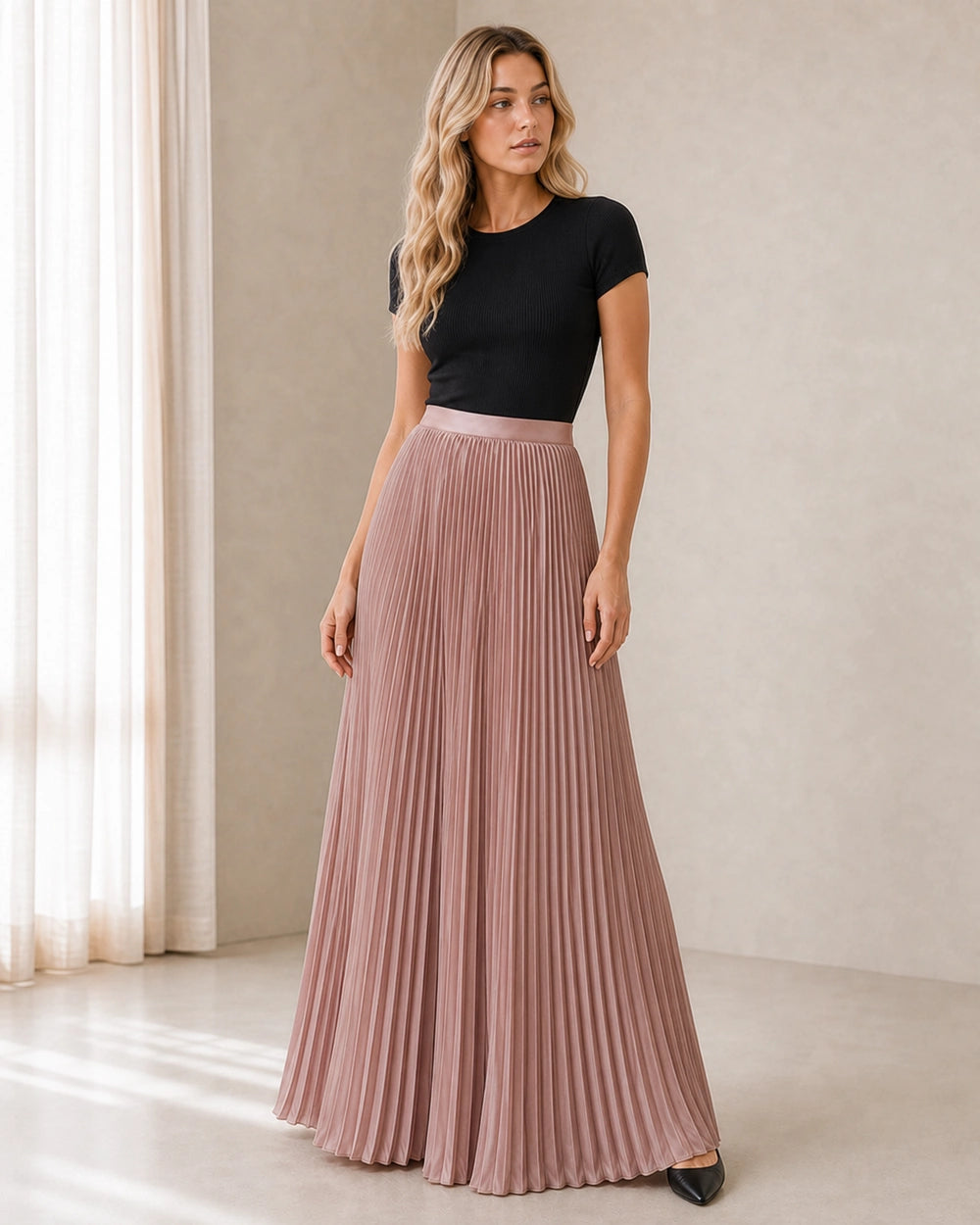 Falda maxi plisada y fluida de mujer — image 7
