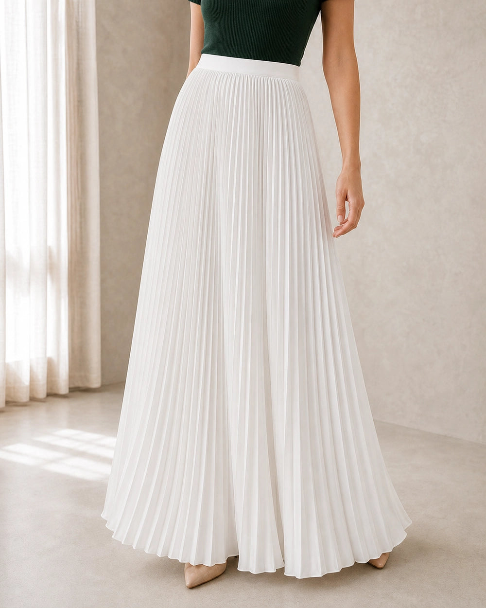 Falda maxi plisada y fluida de mujer — image 10