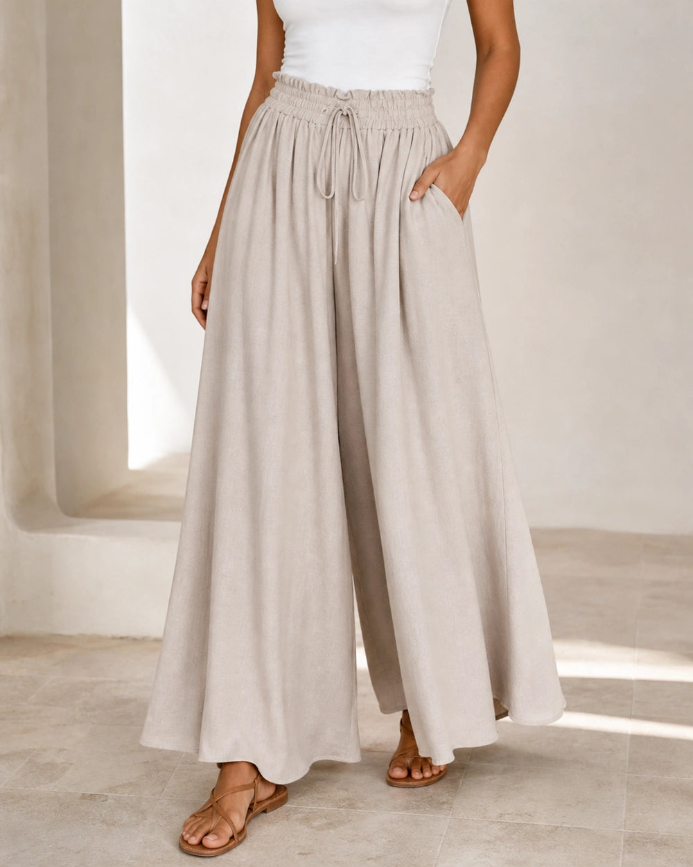 Pantalón de mujer de tiro alto y pierna ancha — image