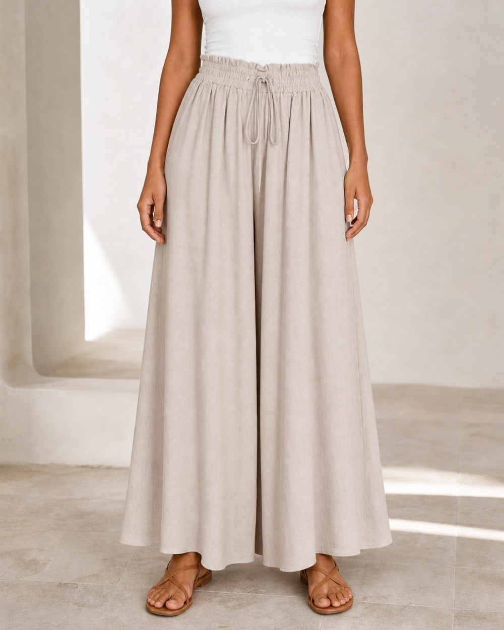 Pantalón de mujer de tiro alto y pierna ancha — image