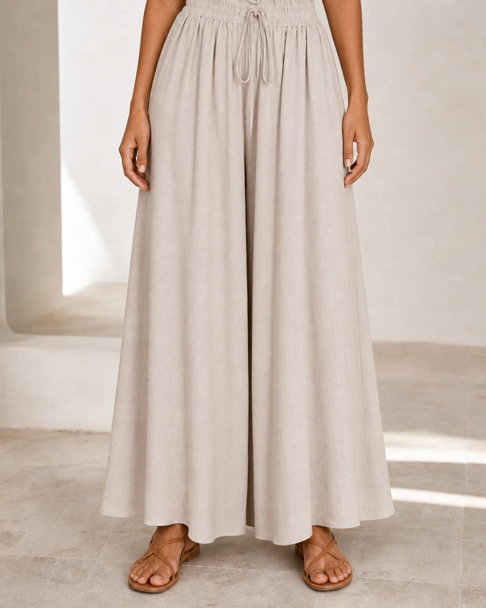 Pantalón de mujer de tiro alto y pierna ancha — image