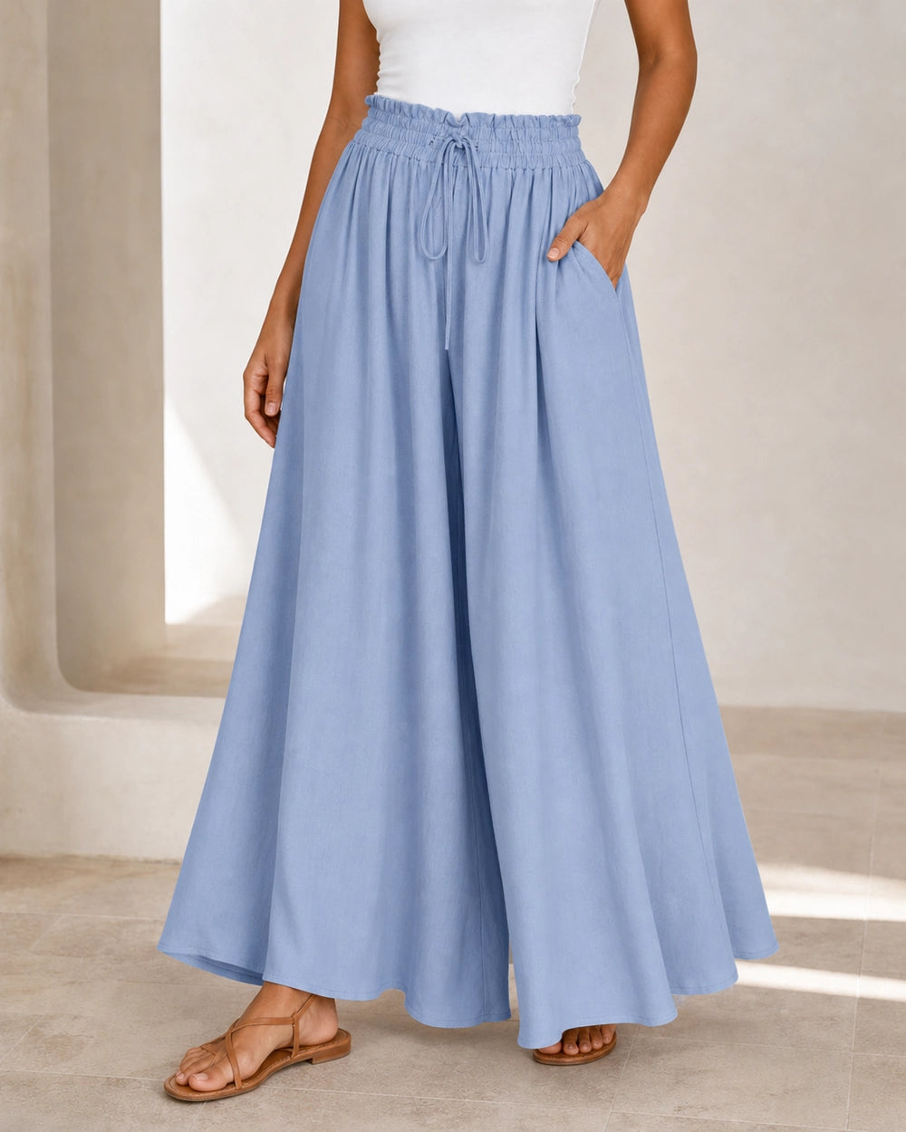 Pantalón de mujer de tiro alto y pierna ancha — image